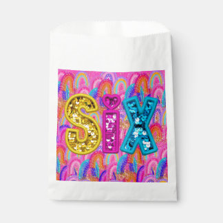 Bright Rainbow 6th Birthday Favour Bags