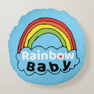 Bright Rainbow Baby Birth Blessing Birth Miracle Round Cushion