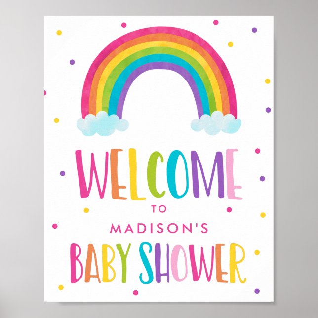 Bright Rainbow Baby Shower Welcome Poster (Front)