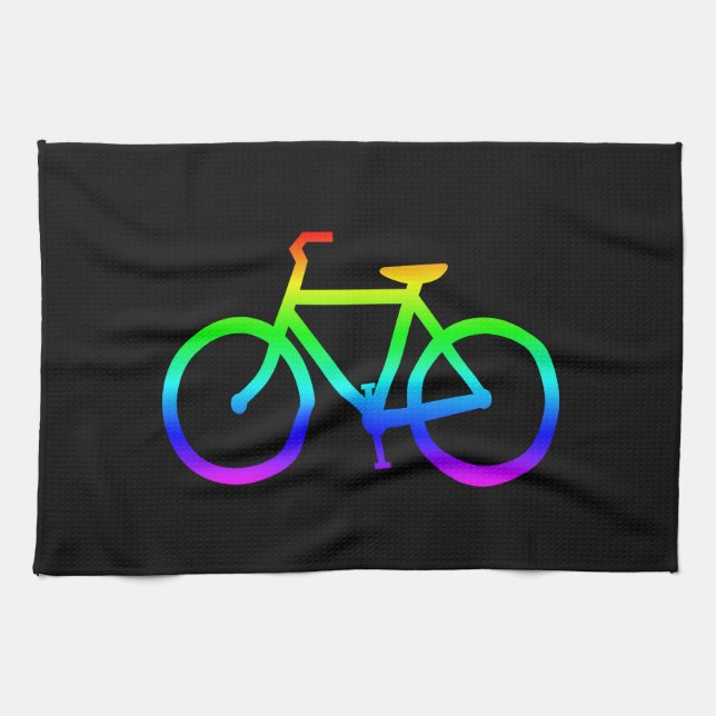 Bright Rainbow Bicycle Tea Towel (Horizontal)