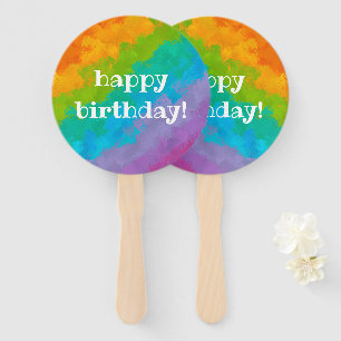 Bright Rainbow Birthday Party Fans
