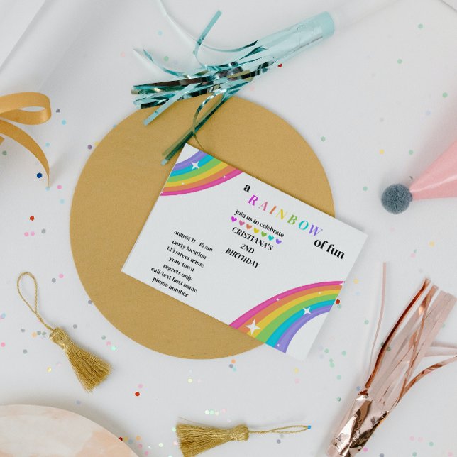 Bright Rainbow Birthday Party Invitation (Creator Uploaded)