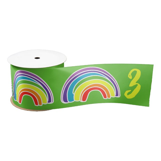 Bright Rainbow Birthday Party Satin Ribbon (Spool)