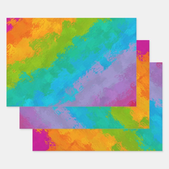 Bright Rainbow Birthday Wrapping Paper (Set)