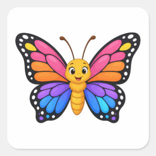 Bright Rainbow Butterfly Gift Wrapping Label