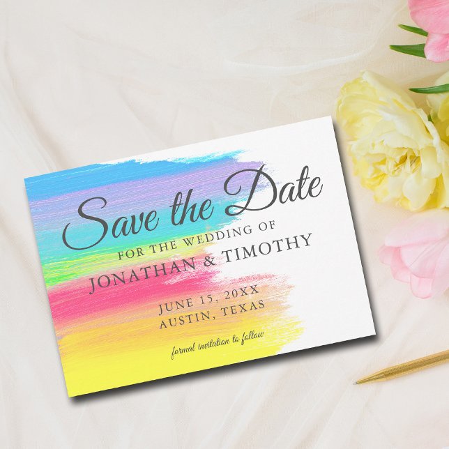 Bright Rainbow Cheerful Modern Save The Date (Creator Uploaded)