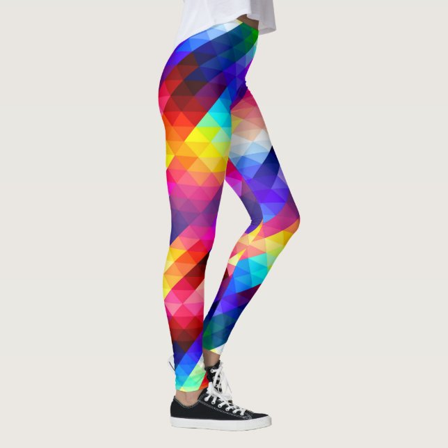 Bright Rainbow Chequered Pattern Leggings (Right)