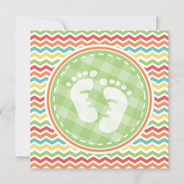 Bright Rainbow Chevron Baby Feet Baby Shower Invitation (Front)