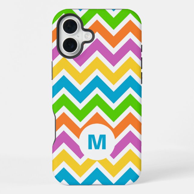 Bright Rainbow Chevron Monogram iPhone Case (Back)