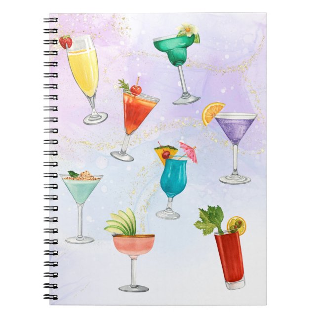 Bright rainbow cocktail party fun drinks celebrate notebook (Front)