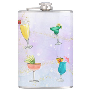 Bright rainbow cocktail party fun drinks hip flask