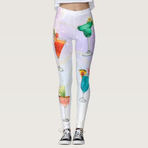 Bright rainbow cocktail party fun drinks leggings