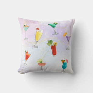 Bright rainbow cocktail summer drinks celebrate cushion
