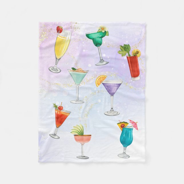 Bright rainbow cocktail summer drinks celebrate fleece blanket (Front)