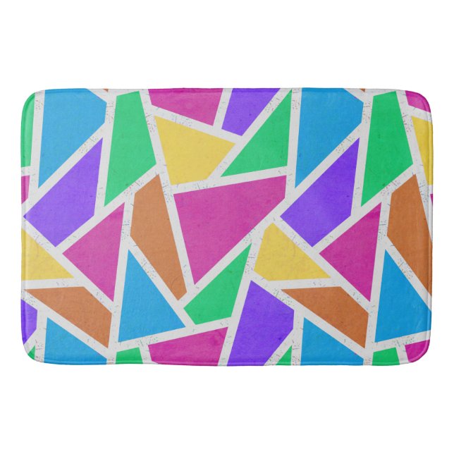 Bright rainbow colours mosaic bath mat (Front)