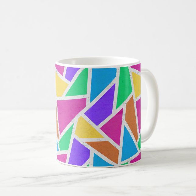 Bright rainbow colours mosaic coffee mug (Front Right)