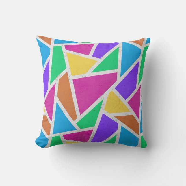 Bright rainbow colours mosaic cushion (Front)
