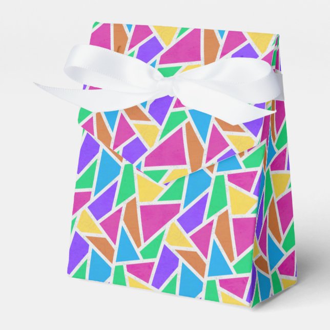 Bright rainbow colours mosaic favour box (Front Side)