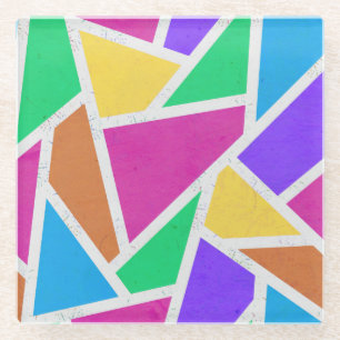 Bright rainbow colours mosaic glass coaster
