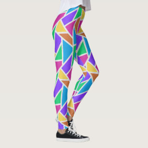 Bright rainbow colours mosaic leggings