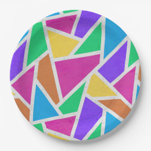 Bright rainbow colours mosaic paper plate