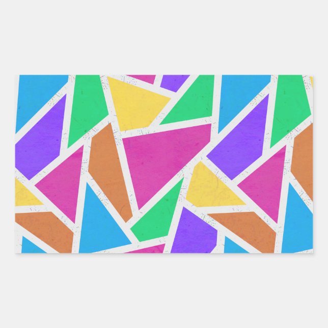 Bright rainbow colours mosaic rectangular sticker (Front)
