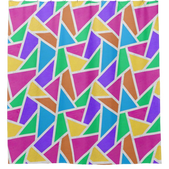 Bright rainbow colours mosaic shower curtain (Front)
