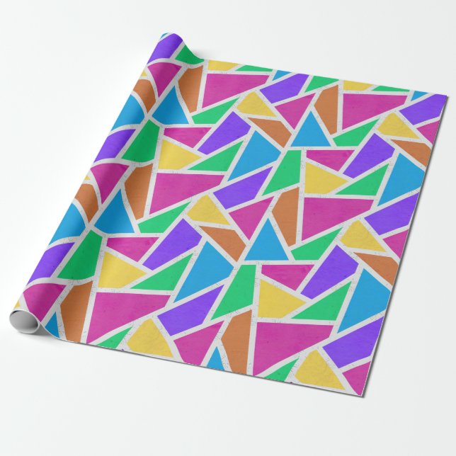 Bright rainbow colours mosaic wrapping paper (Unrolled)