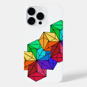Bright Rainbow Cube Triangles on White iPhone 14 Pro Max Case