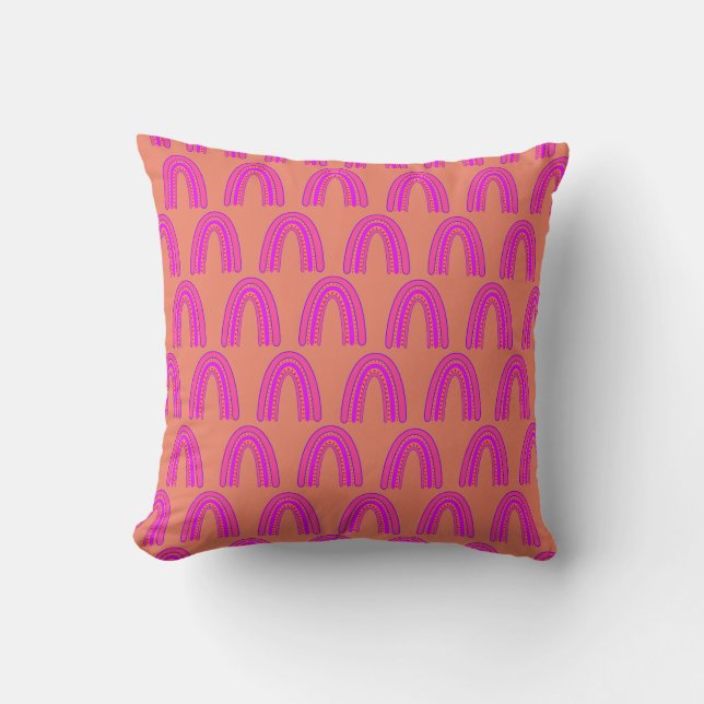 Bright Rainbow Design Throw Pillow (Front)