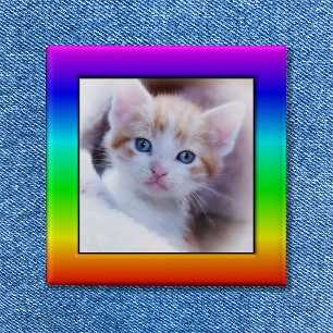 Bright Rainbow Family Pet Photo Frame 15 Cm Square Badge