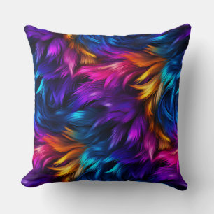 Bright Rainbow faux monster fur texture Cushion