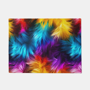 Bright Rainbow faux monster fur texture Doormat