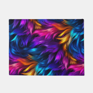 Bright Rainbow faux monster fur texture Doormat
