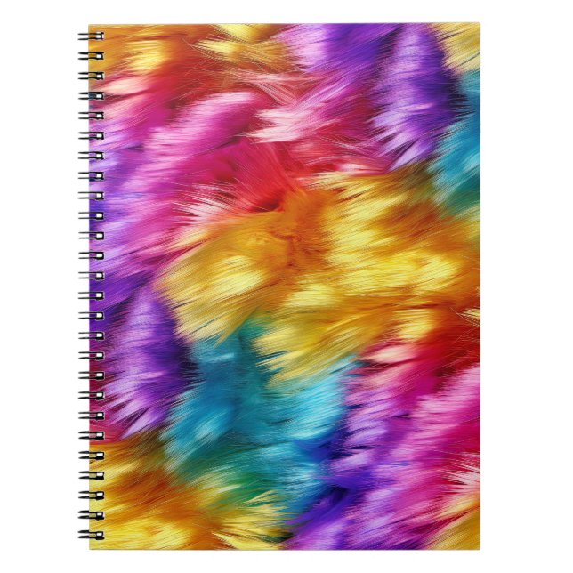 Bright Rainbow faux monster fur texture Notebook (Front)