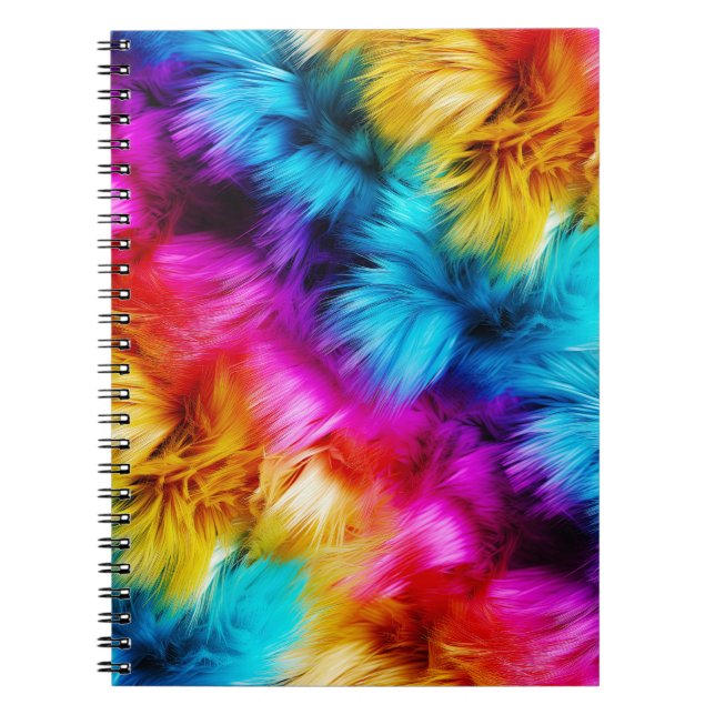 Bright Rainbow faux monster fur texture Notebook (Front)