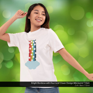 Bright Rainbow Four-Leaf Clover Minimalist T-Shirt