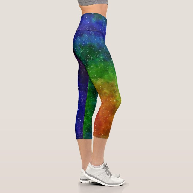 Bright Rainbow Galaxy Capri Leggings (Right)