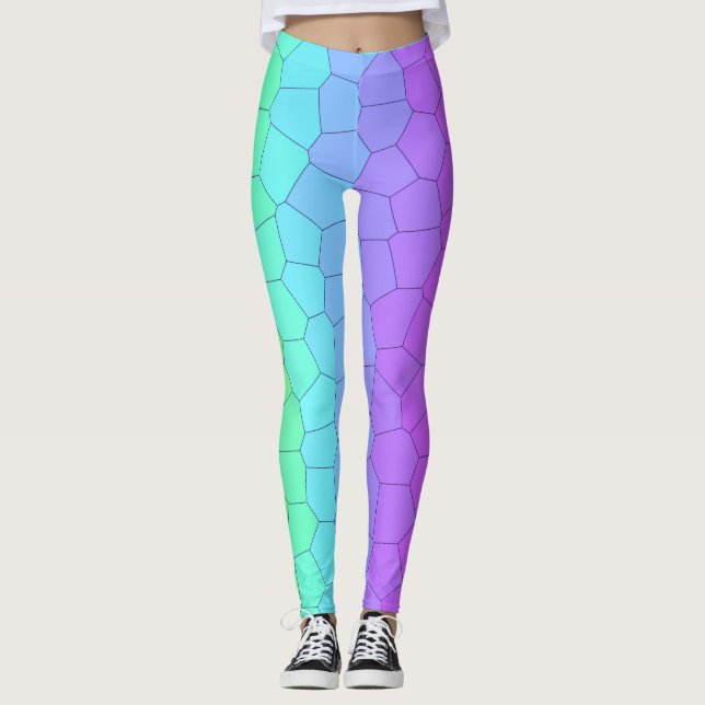 Bright Rainbow Geometric Leggings (Front)
