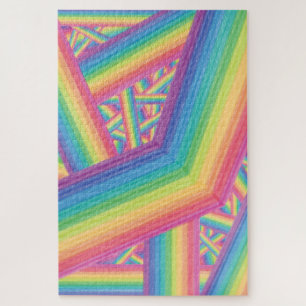 Bright rainbow geometric overlapping pattern jigsaw puzzle