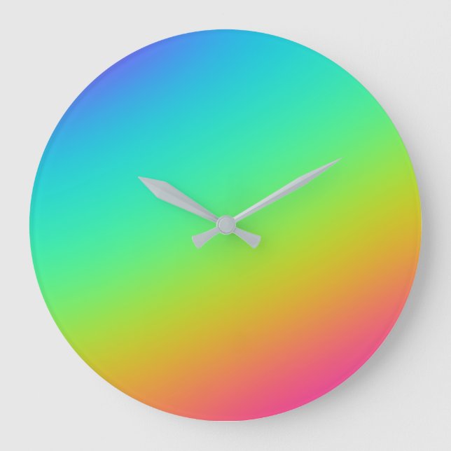 Bright Rainbow Gradient Wedding Large Clock (Front)