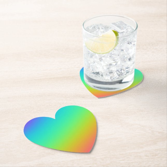 Bright Rainbow Gradient Wedding Paper Coaster (Insitu)