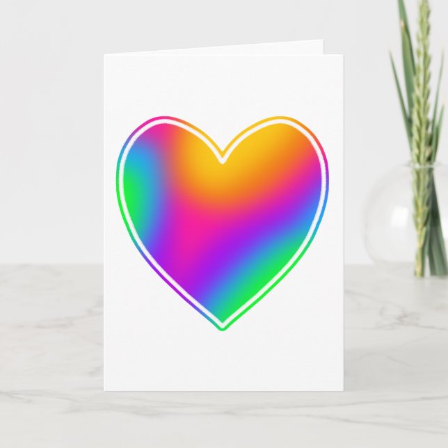 Bright Rainbow Heart Blank Card (Front)