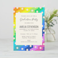 Bright Rainbow Hexagons Modern Graduation Party