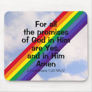 Bright Rainbow in Sky Inspirational Bible Verse Mouse Pad