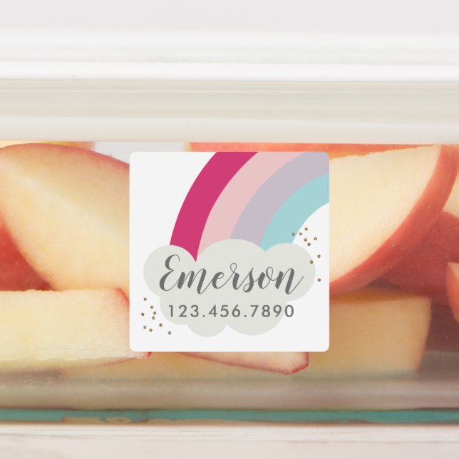 Bright Rainbow kids waterproof sticker label (Affixed)