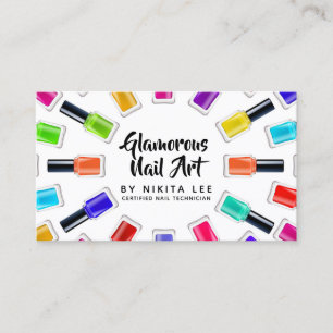 Bright Rainbow Nail Art Tech Salon Appointment Business Card