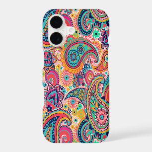 Bright Rainbow Orange Paisley