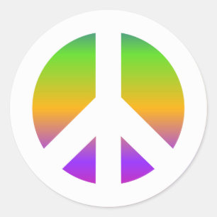 Bright Rainbow Peace Sign Classic Round Sticker