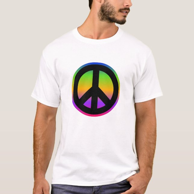 Bright Rainbow Peace Symbol T-Shirt (Front)